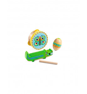 Set de percusions Animambo : Tambourin, Maracas, Guiro - Djeco  DJ06031