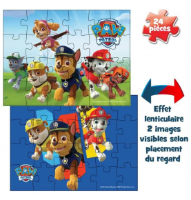 LA PAT' PATROUILLE - Grande Valisette de 2 Puzzles Lenticulaires - 24 pièces - En métal